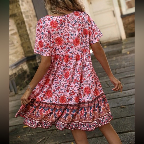 Boho floral print mini dress - Picture 8 of 12